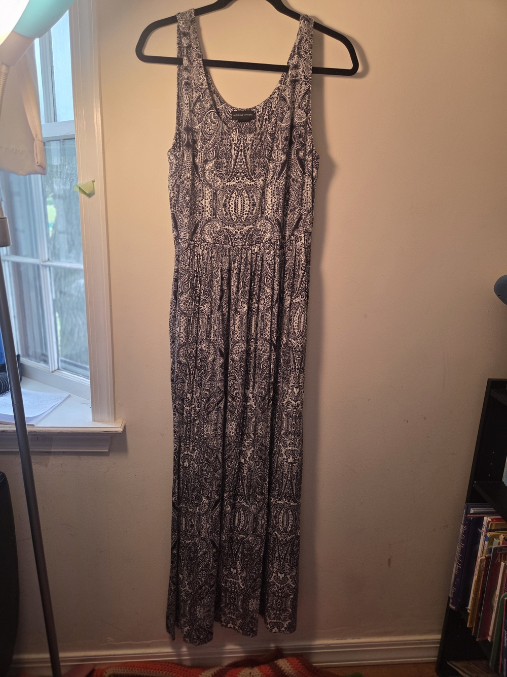 Adrienne Vittadini Black and White Paisley Maxi Dress